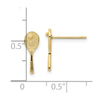 10K Mini Tennis Racquet with Ball Post Earrings