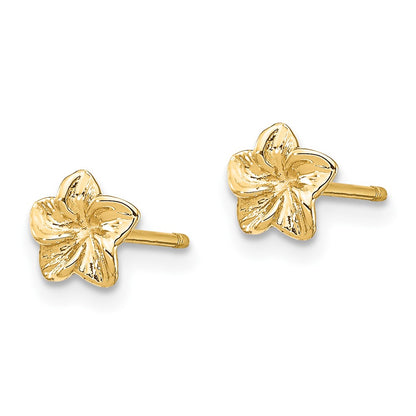 10K Tiny Plumeria Flower Post Earrings