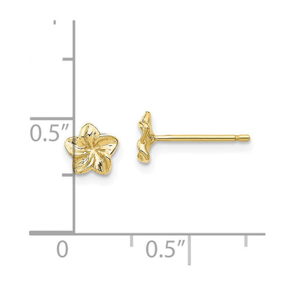 10K Tiny Plumeria Flower Post Earrings
