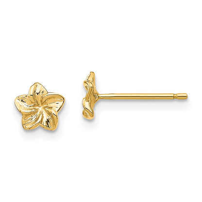 10K Tiny Plumeria Flower Post Earrings