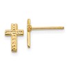 10k Polished Textured Cross Post Earrings