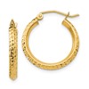 10k Knife Edge Diamond-cut 2.5x20mm Hollow Hoop Earrings