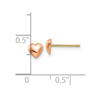 10K Rose Gold Polished 5mm Heart Post Earrings