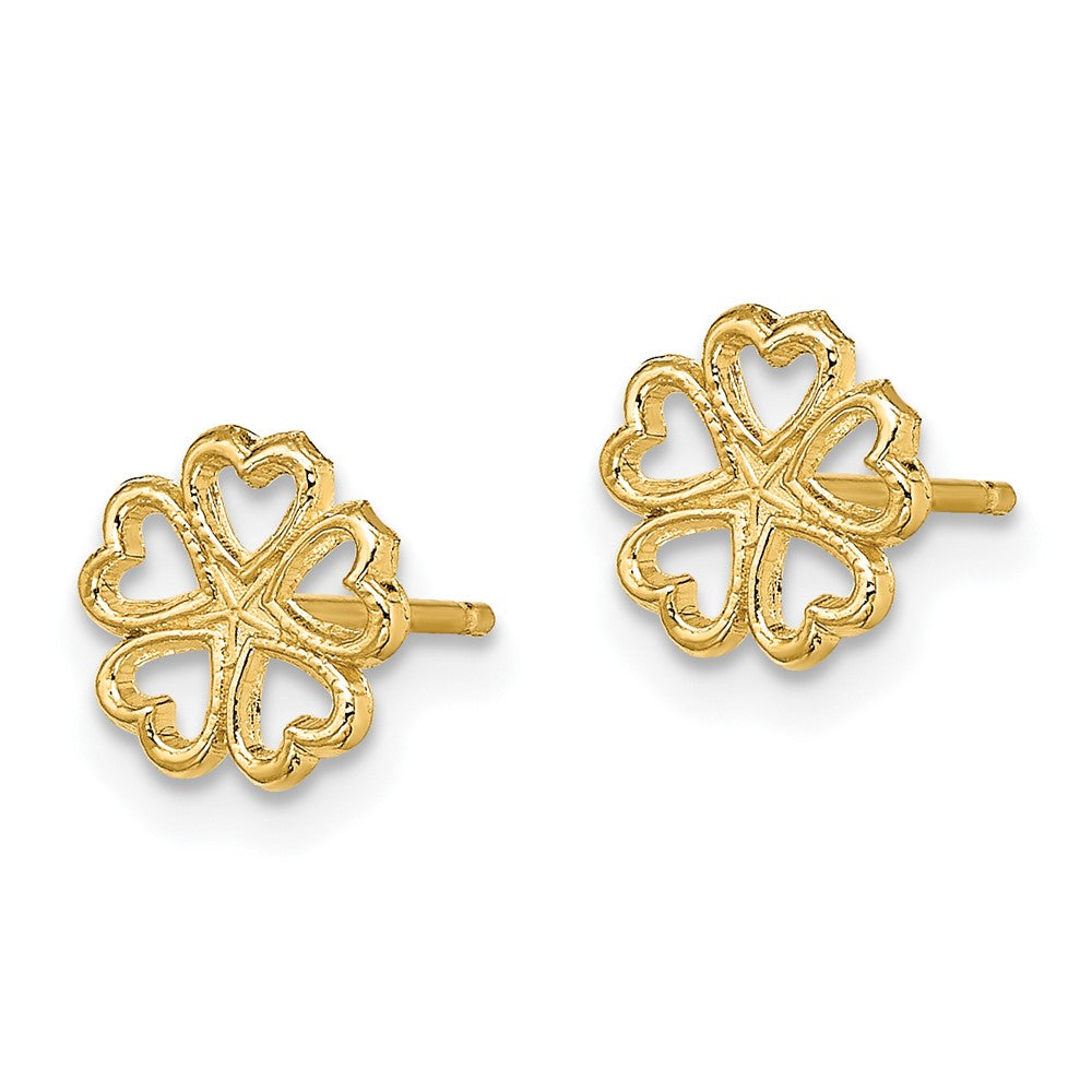 10k Five Hearts Flower Circle Post Earrings