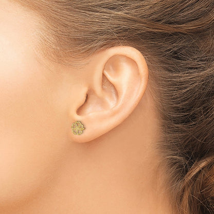 10k Five Hearts Flower Circle Post Earrings