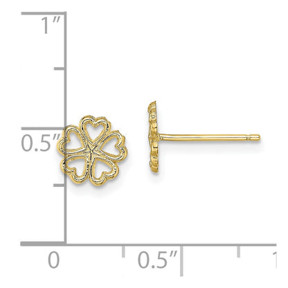 10k Five Hearts Flower Circle Post Earrings