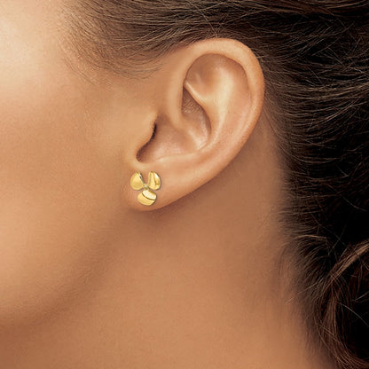 10K Polished Three Blade Propeller Post Earrings