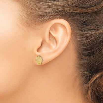 10K Beaded Scallop Shell Post Earrings