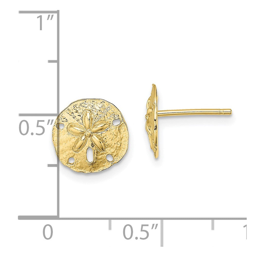 10K Polished Mini Sand Dollar Post Earrings