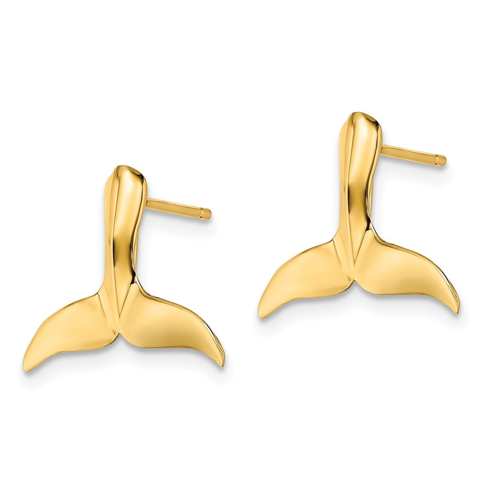 10K 2-D Large Whale Tail Post Earrings