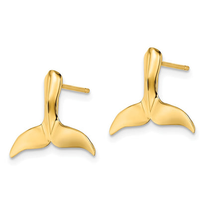 10K 2-D Large Whale Tail Post Earrings