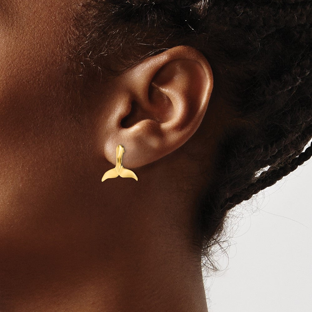 10K 2-D Large Whale Tail Post Earrings
