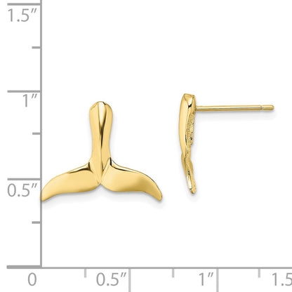 10K 2-D Large Whale Tail Post Earrings