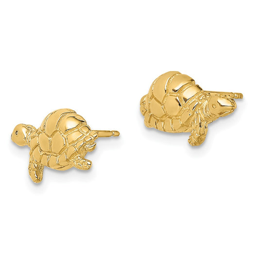 10K Polished Turtle Profile Post Earrings