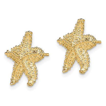 10K Textured Beaded Starfish Post Earrings