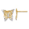 10k and White Rhodium Butterfly Post Earrings