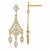 10K and White Rhodium Filigree Chandelier Dangle Post Earrings