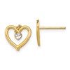 10k and White Rhodium 10mm Diamond-cut Heart Post Earrings