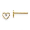 10k  and White Rhodium Diamond-cut 5mm Heart Post Earrings