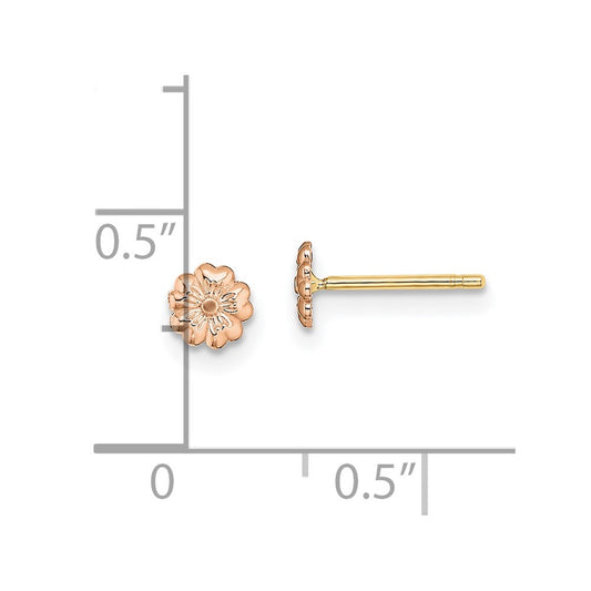 10k Rose Gold Tiny Flower Post Earrings