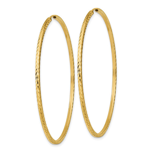 10k Diamond-cut Square Tube Endless Hoop Earrings