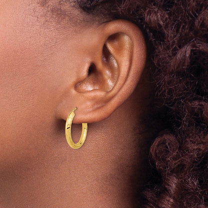 10k Polished & D/C Endless Hoop Earrings