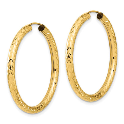 10k Polished & D/C Endless Hoop Earrings