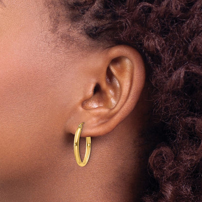 10k Polished 2.75mm Oval Tube Hoop Earrings