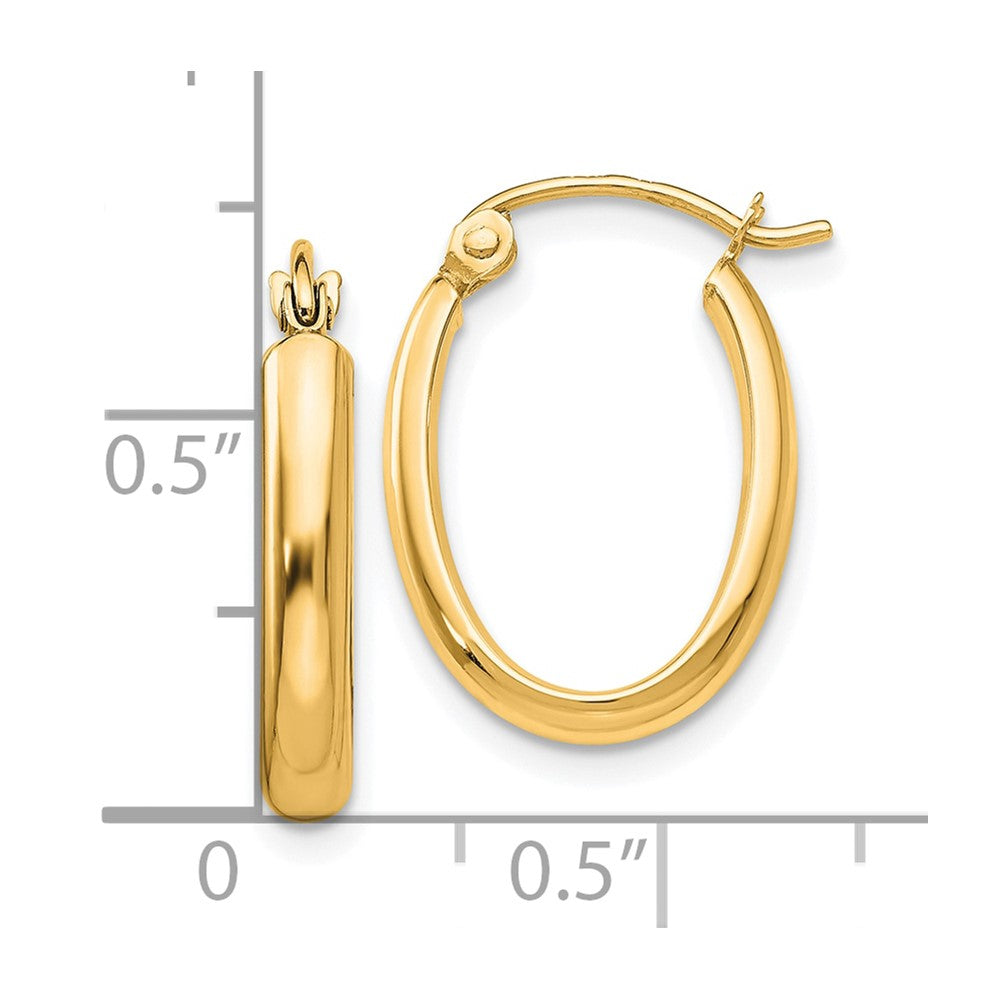 10k Polished 2.75mm Oval Tube Hoop Earrings