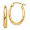 10k Polished 2.75mm Oval Tube Hoop Earrings