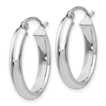 10k White Gold Polished 3.75mm Oval Tube Hoop Earrings