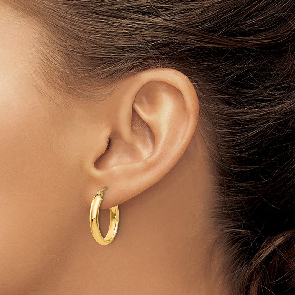 10k Polished 3.75mm Oval Tube Hoop Earrings