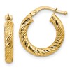 10k 3x16 Diamond-cut Round Hoop Earrings
