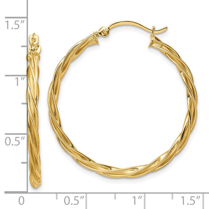 10k Polished 2.5mm Twisted Hoop Earrings