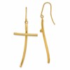 10k Polished Cross Dangle Shepherd Hook Earrings
