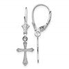10k White Gold Cross Dangle Leverback Earrings
