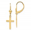 10k Polished Cross Dangle Leverback Earrings