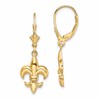 10K Fleur-de-Lis Dangle Leverback Earrings