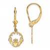 10k Polished Claddagh Dangle Leverback Earrings