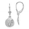 10K White Gold Polished Sand Dollar Dangle Leverback Earrings