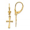 10K Cross Dangle Leverback Earrings