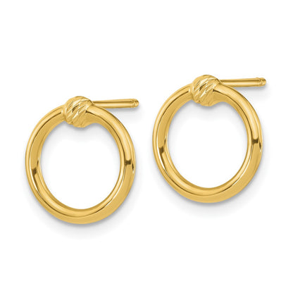 10k Polished Diamond-cut 12mm Circle Post Earrings