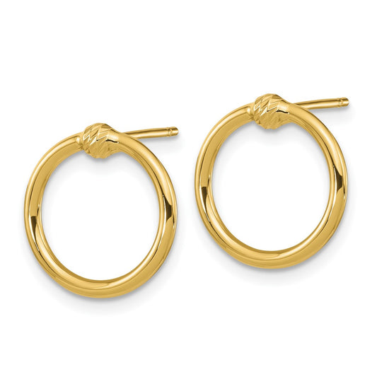 10k Polished Diamond-cut 14mm Circle Post Earrings