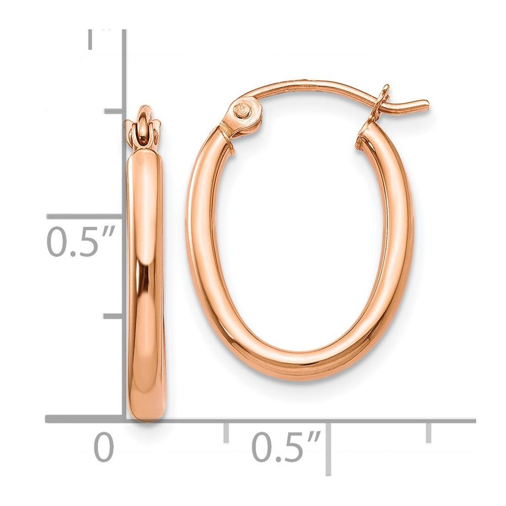 10k Rose Gold Oval Hoop Earrings