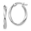 10k White Gold Polished Twisted Oval Hoop Earrings