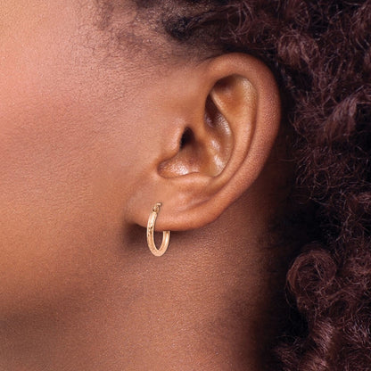 10K Rose Gold Lightweight Diamond-cut Hoop Earrings