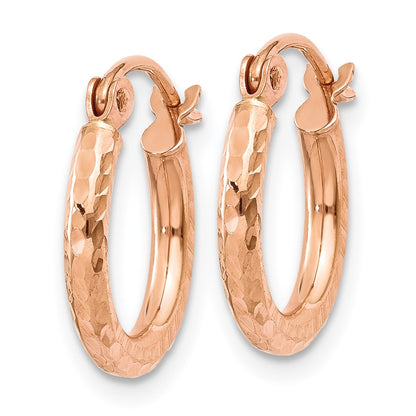 10K Rose Gold Lightweight Diamond-cut Hoop Earrings