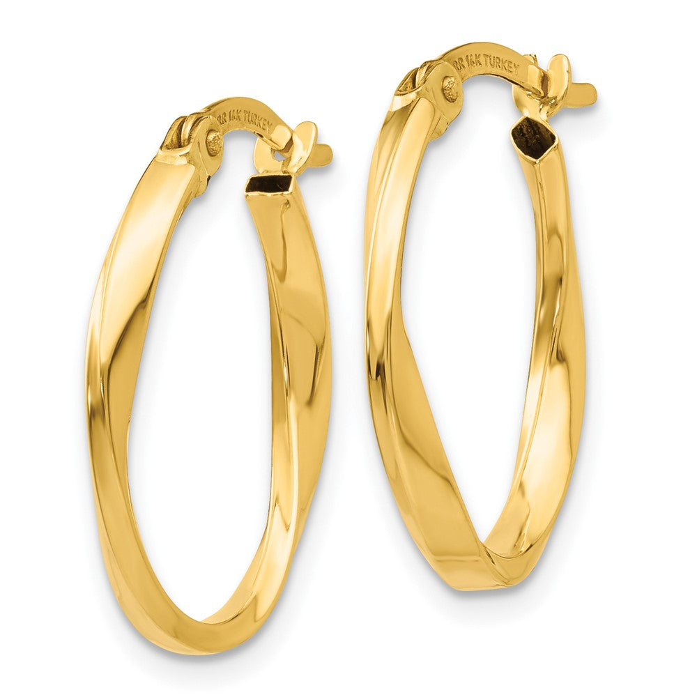 10k Polished Twisted Oval Hoop Earrings
