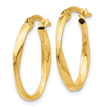 10k Polished Twisted Oval Hoop Earrings