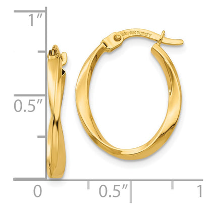 10k Polished Twisted Oval Hoop Earrings
